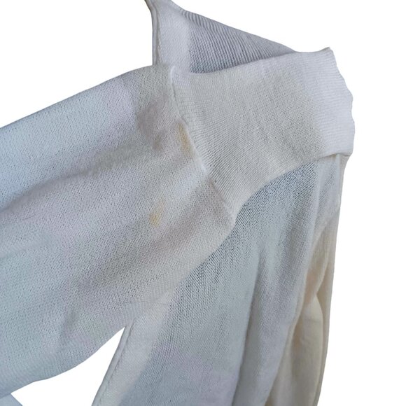 Men's Large Vintage Cardigan Sweater Jantzen Mens White 1980's Thin Acrylic Knit - Picture 3 of 5